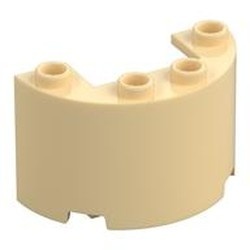 24593-2 Cylinder, half 2x4x2 met uitsnede 1x2 crème NIEUW *