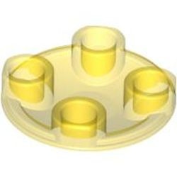 2654-19G Platte plaat 2x2 rond afgeronde bodem transparant geel gebruikt *1B336