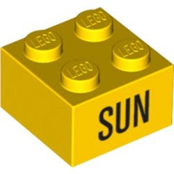 3003pb066-3 Steen 2x2 opdruk SUN geel NIEUW *5K0000
