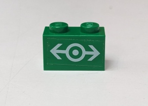 3004pb092-6G Steen 1x2 Wit treinlogo (Sticker) groen gebruikt *5V02-14
