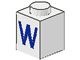 3005-W-1G Steen 1x1 met letter W wit gebruikt *5V01-08