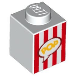 3005pb028-1 Steen 1x1 Popcorn Box wit NIEUW *0M0000