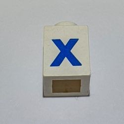 3005ptXb-1G Steen 1x1 met letter X dik wit gebruikt *5V01-14