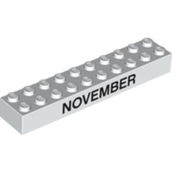 3006pb007-1 Steen 2x10 opdruk NOVEMBER andere zijde DECEMBER wit NIEUW *5K0000