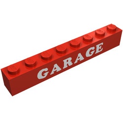 3008pb021-5G Steen 1x8 Witte letters GARAGE rood gebruikt *5V08-06
