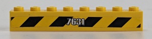 3008pb106R-3G Steen 1x8 Zwarte en gele strepen en 7631 RECHTS (Sticker) geel gebruikt *5V08-05