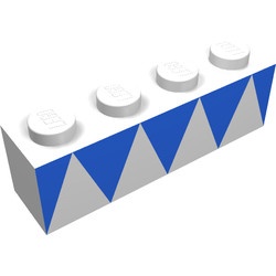 3010p02-1G Steen 1x4 met blauwe driehoeken wit gebruikt *5V04-01