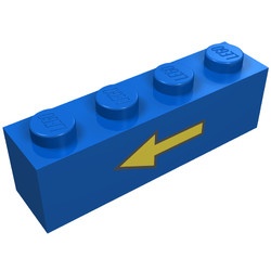 3010p42-7G Steen 1x4 met gele pijl naar links blauw gebruikt *5V04-14
