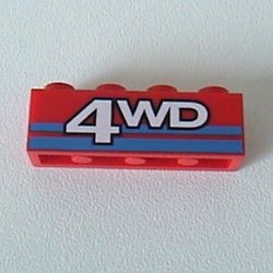 3010pb020-5G Steen 1x4 4WD met blauwe strepen rood gebruikt *5V04-09
