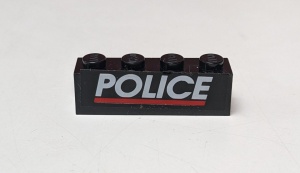 3010pb080-11G Steen 1x4 POLICE met rode lijn (Sticker) zwart gebruikt *5V04-19