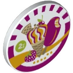 30261pb023-1G Verkeersbord- rond, met clip, ijsjes wit gebruikt *1E009