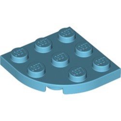 30357-156 Platte plaat 3x3 afgeronde hoek blauw, middenazuur NIEUW *1B234