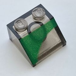 3039px18-13G Dakpan bedrukt 45 2x2 met groen patroon RECHTS transparant bruin (naam was: trans ZWART) gebruikt *5R000