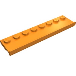 30586-4 Platte plaat 2x8 met deurrail (breed) oranje NIEUW *1B318