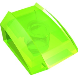 30602-108G Dakpan rond 2x2 ribbeltjes (geen noppen bovenop) transparant heldergroen gebruikt *1D028