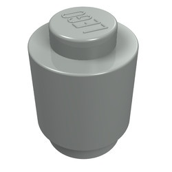 3062a-9G Steen 1x1 rond- met inkeping onder, DICHTE nop lichtgrijs (klassiek) gebruikt *1B334