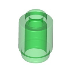 3062b-20G Steen 1x1 rond- met inkeping onder, open nop transparant groen gebruikt *1B335