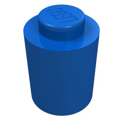 3062old-7G Steen 1x1 rond- zonder inkeping onder (classic) blauw gebruikt *1B334