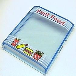 30650pb06-74G Paneel 2x8x8 Fast Food en witte strepen transparant middenblauw gebruikt *