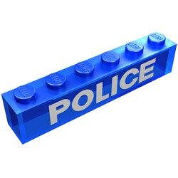 3067pb09-14G Steen 1x6 POLICE transparant donkerblauw gebruikt *5V06-13