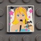 3068bpb0060-1 Tegel 2x2 Meisje met microfoon en 'LOVE' wit NIEUW *
