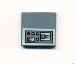 3068bpb0136R-85G Tegel 2x2 SW Jedi Starfighter met knoppen Rechts (Sticker) grijs, donker (blauwachtig) gebruikt *5T05-27