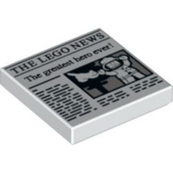3068bpb1105-1G Tegel 2x2 THE LEGO NEWS wit gebruikt *5T05-12