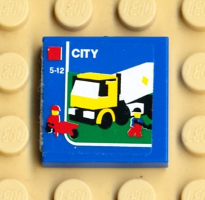 3068bpb1220-7G Tegel 2x2 Vrachtwagen en minifiguren (Sticker) blauw gebruikt *5T05-23