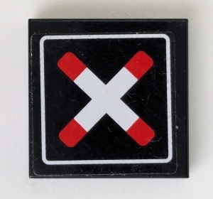 3068pb0432-11G Tegel 2x2 Overweg symbool zwart gebruikt *5T05-32