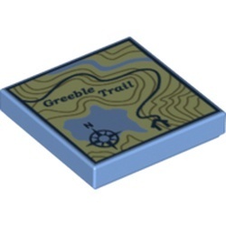 3068pb1011-42 Tegel 2x2 met kaart en kompas Greeble Tail patroon blauw, midden NIEUW *
