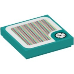 3068pb1855-39 Tegel 2x2 Super Mario Scanner Code (sticker) turquoise, donker NIEUW *