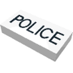 3069bpb0001-1G Tegel 1x2 'POLICE' wit gebruikt *5T02-03