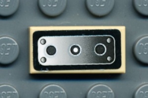 3069bpb0015-2G Tegel 1x2 controlepaneel 1 (Sticker) crème gebruikt *5T02-12