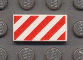 3069bpb0034-1G Tegel 1x2 diagonale strepen wit gebruikt *5T02-04