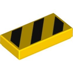 3069bpb0436-3 Tegel 1x2 met gele en zwarte strepen geel NIEUW *1L000