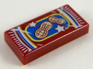 3069bpb0834-59 Tegel 1x2 Pinda's op blauwe achtergrond rood, donker NIEUW *