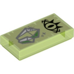 3069pb0555-108 Tegel 1x2 Goblin oog en kristallen transparant heldergroen NIEUW *1L000
