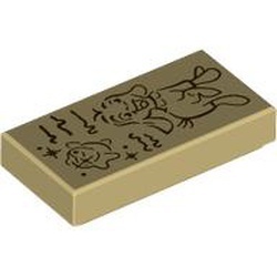 3069pb1197-2 Tegel 1x2 Roodbruin lam/geit, ster crème NIEUW *1L000