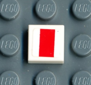 3070bpb120-1G Tegel 1x1 Rode vierhoek SW (Sticker) wit gebruikt *5T01-05