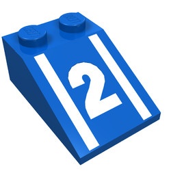 3298p55-7G Dakpan bedrukt 33 3x2 met nummer 2 en witte strepen blauw gebruikt *5R000
