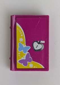 33009pb040-71 Boek met vlinder en hartje (Sticker) magenta gebruikt *1E020