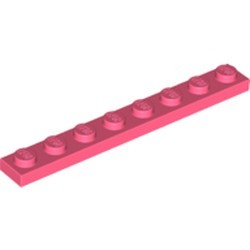 3460-220 Platte plaat 1x8 rood, koraal NIEUW *1B177