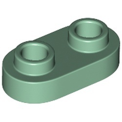 35480-48 Platte plaat 1x2 ovaal/afgerond beide kanten groen, zandkleurig NIEUW *1B351