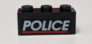 3622pb021-11G Steen 1x3 POLICE en rode lijn (Sticker) zwart gebruikt *5V03-03