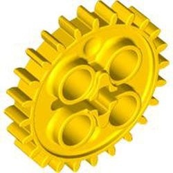 3648-3G Technic, Tandwiel 24 tanden (NIEUWE stijl met 1 asgat) geel gebruikt *0D030