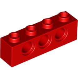 3701-5 Technic, steen 1x4 met 3 gaten rood NIEUW *