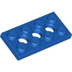 3709b-7G Technic, Plaat 2x4 met gaten blauw gebruikt *