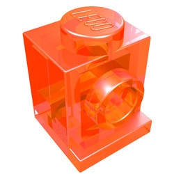 4070-18G Steen 1x1 met koplamp transparant neonoranje gebruikt *1R001
