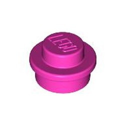 4073-47 Platte plaat 1x1 rond roze, donker NIEUW *1B206