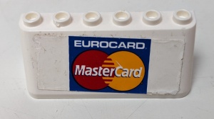 4176pb29-1G Ruit 2x6x2 MasterCard op blauwe achtergrond (Sticker) wit gebruikt *5S010